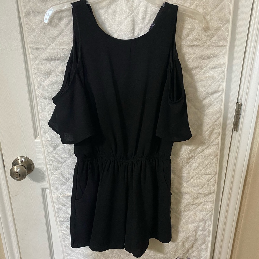 Black cold shoulder romper